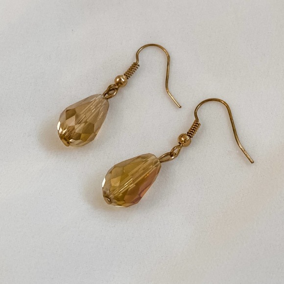 VTG Champagne Iridescent Drop Earrings - Picture 1 of 6